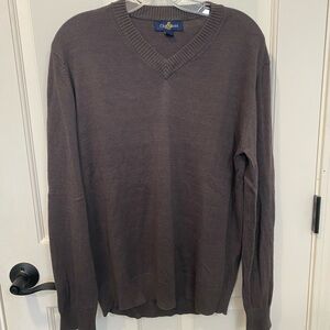 Oleg Cassini Men's Grey V-Neck Sweater